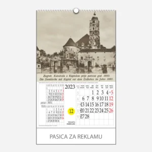 Kalendar s rotacijskim krugom Zagreb sa starih razglednica 2023 - veljača