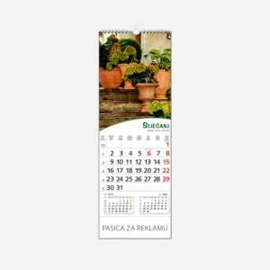 Kalendar uski Pogled s cvijećem 2023 - siječanj